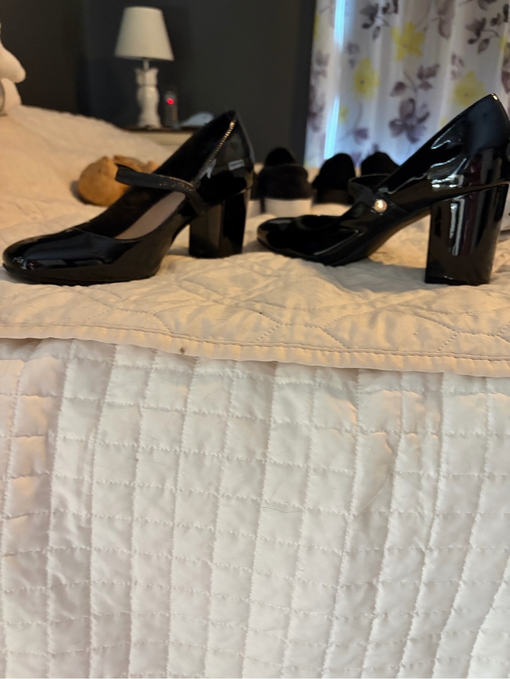 Kelly & Katie Black Patent Mary Jane Block Heel Pumps